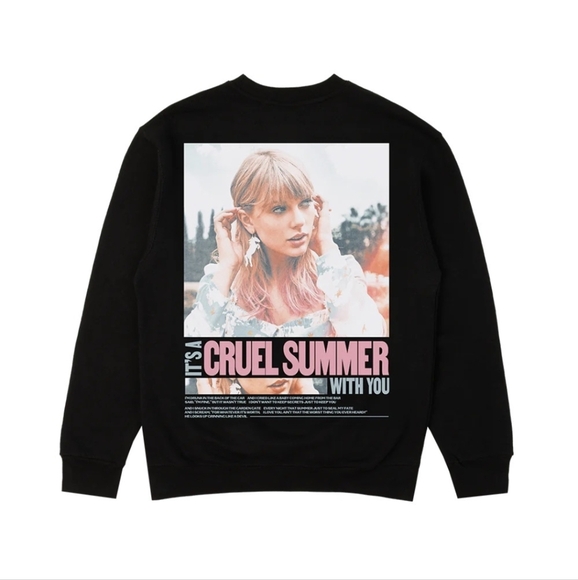 Taylor Swift It's a Cruel Summer With You Long Sleeve Crewneck Lover Black Small - Picture 1 of 8